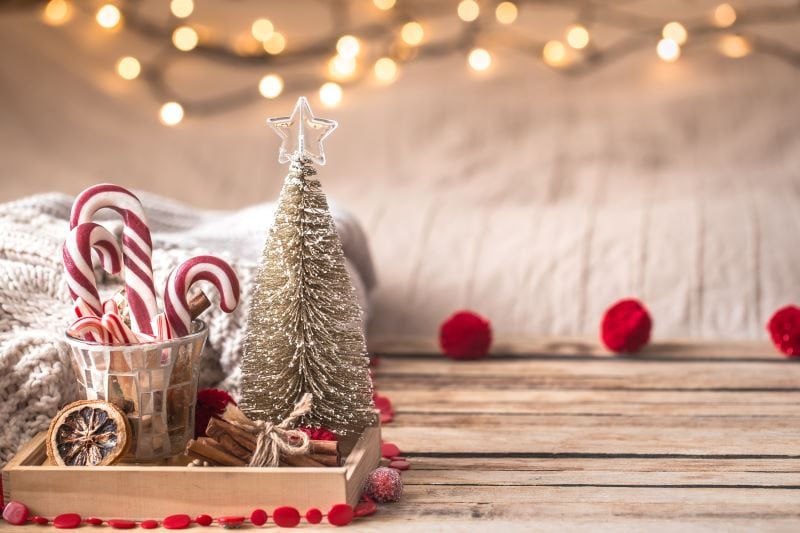 christmas festive decor still life wooden background concept home comfort holiday